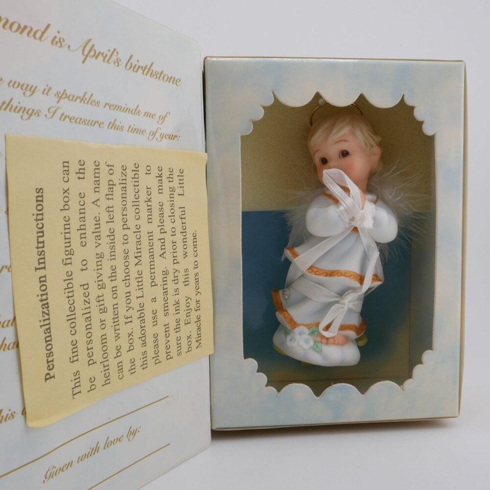 Marie Osmond Little Miracles April Angel Figurine Bisque Porcelain Collectible
